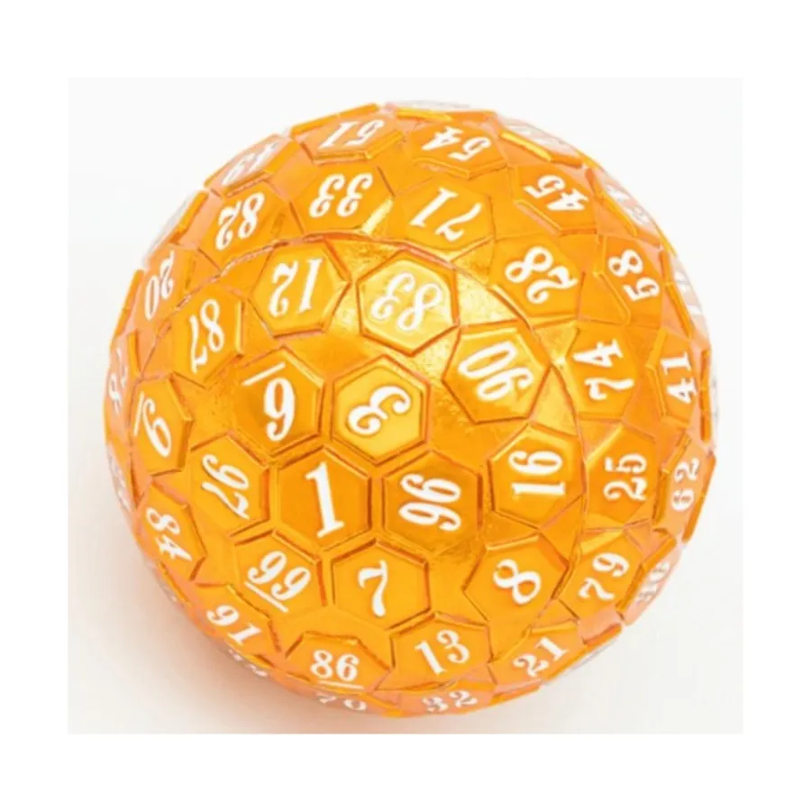 

45мм d100 - Оранжевый с белым, Dice Sets - Metal - D100's (Foam Brain Games)