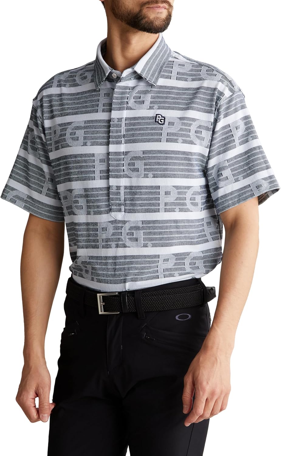 

Мужская поло-рубашка PEARLY GATES с коротким рукавом (полосатый логотип, влагоотводящая, быстросохнущая) / для гольфа / 053-4160411, темно-синий/белый