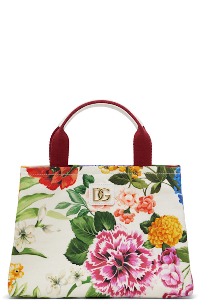 

Детская белая холщовая сумка с цветочным принтом Dolce&Gabbana