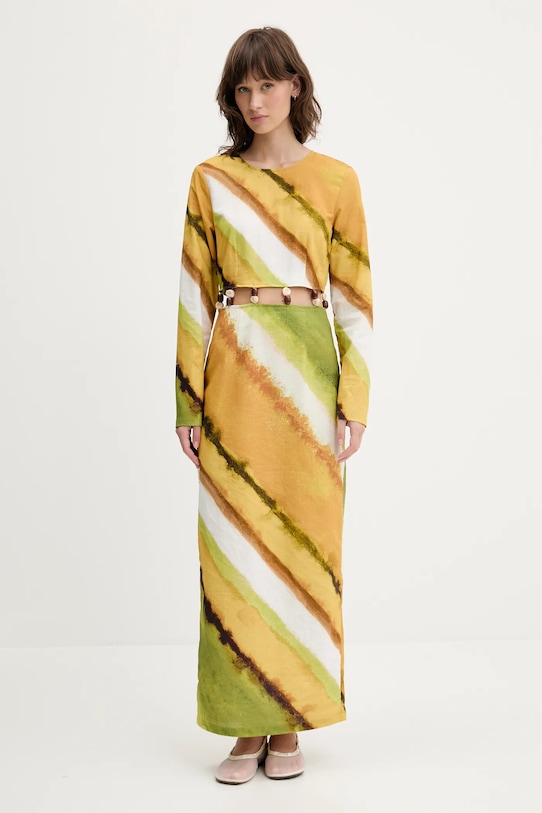 

Платье с добавлением льна Never Fully Dressed, желтый