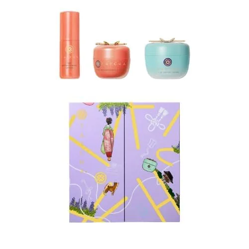Набор TATCHA для очищения пор и придания коже сияния | Подарочный набор - увлажняющий крем, осветляющий крем для глаз и осветляющая сыворотка дорожного размера