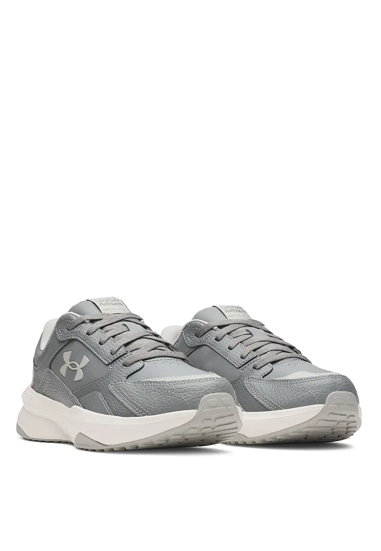 Кроссовки мужские, кожаные, Edge Leather Training Shoes Under Armour, белый/зеленый — фото 2