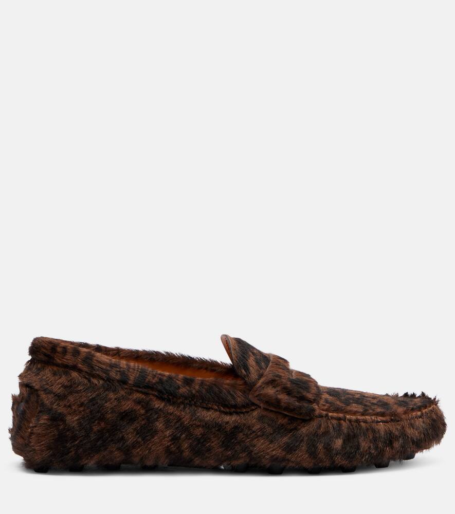 Гофрированные водительские туфли из телячьей кожи Tod's, Nero+Sepia — фото 4