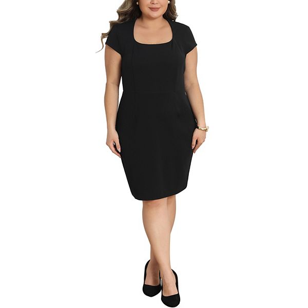 

Женское платье-футляр с коротким рукавом для офиса, plus size Agnes Orinda, Black