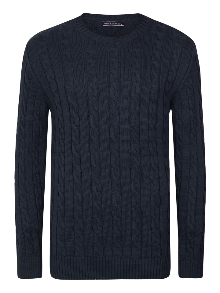 

Свитер косой вязки темно-синего цвета Felix Hardy