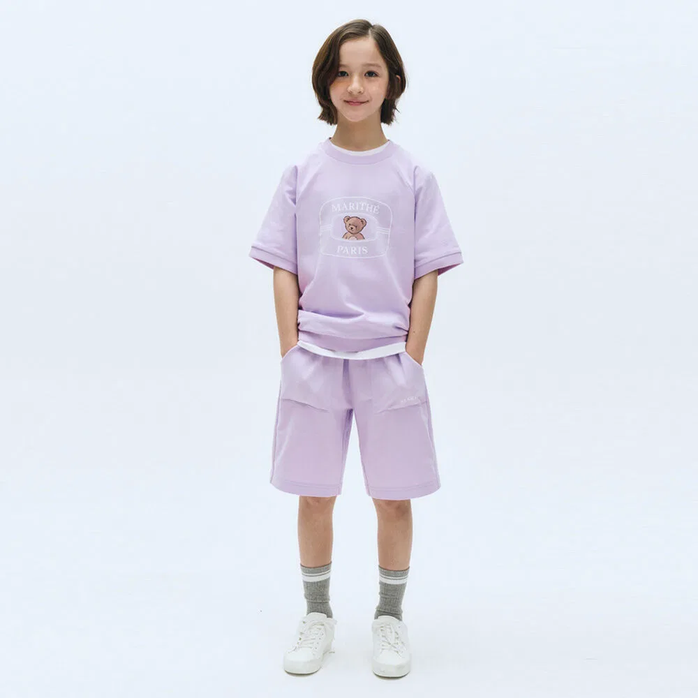 Детский комплект из шорт и свитшота лавандового цвета от Marithé Kids