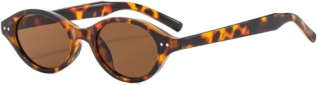 

Классические ретро овальные женские солнцезащитные очки, модные очки в стиле «рисовый маникюр», маленькая оправа, мужские очки для вечеринок и путешествий, защита от УФ-излучения UV400 TVTBBVV, Leopard Brown