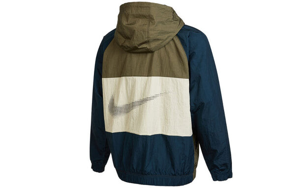 Куртка Men's Nike Alphabet Logo Printing Colorblock Hooded Jacket Autumn Olive Green, зеленый — фото 2