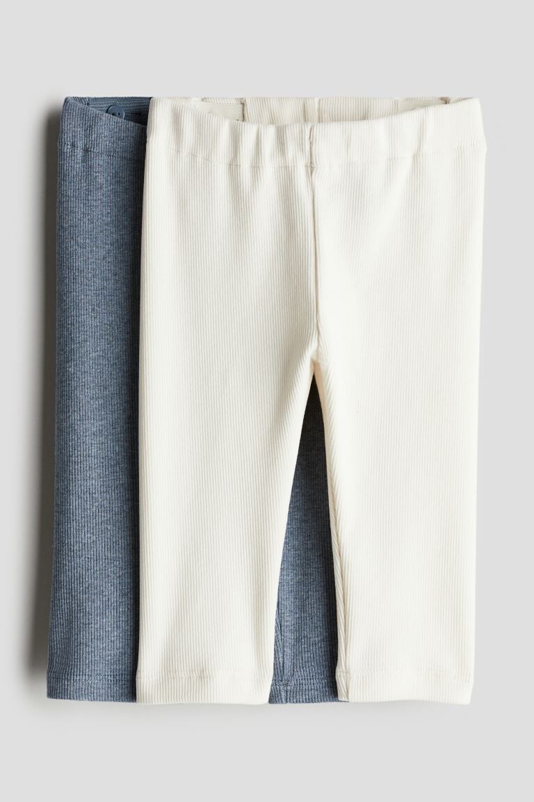 

Комплект из 2 хлопковых леггинсов в рубчик H&M, синий