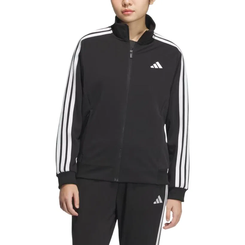 Кардиган женский Black Stand Collar Moderate из трикотажа Adidas — фото 3