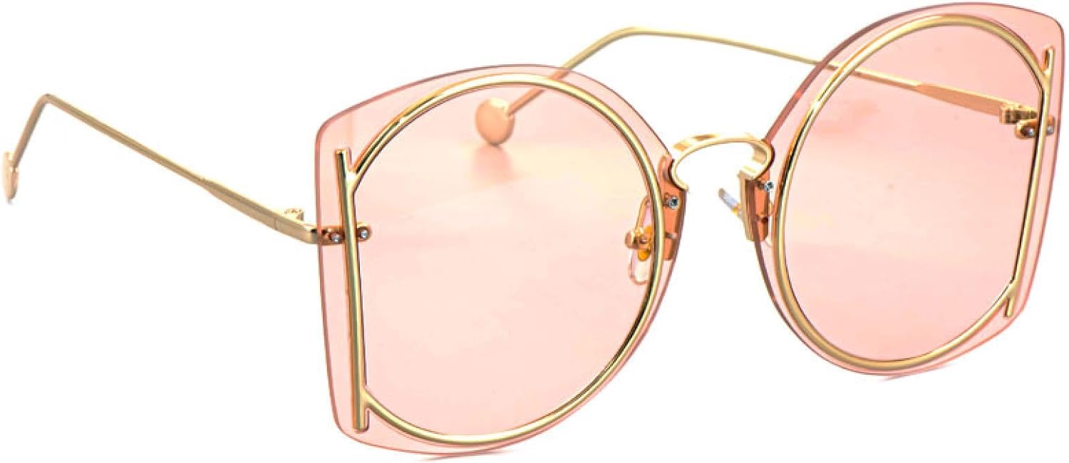 

47048 Роскошные солнцезащитные очки для женщин, без оправы, градиентные линзы, защита от УФ-излучения UV400, цветные зеркальные линзы, модные очки TOIPASTN, Champagne Tea