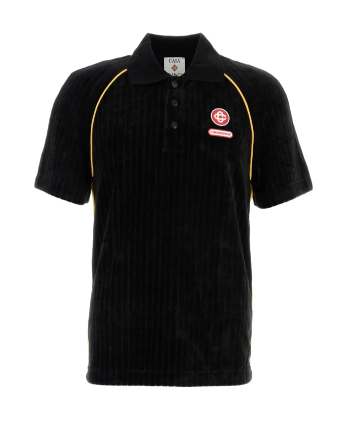 

Черная вельветовая рубашка-поло с логотипом Casablanca, черный