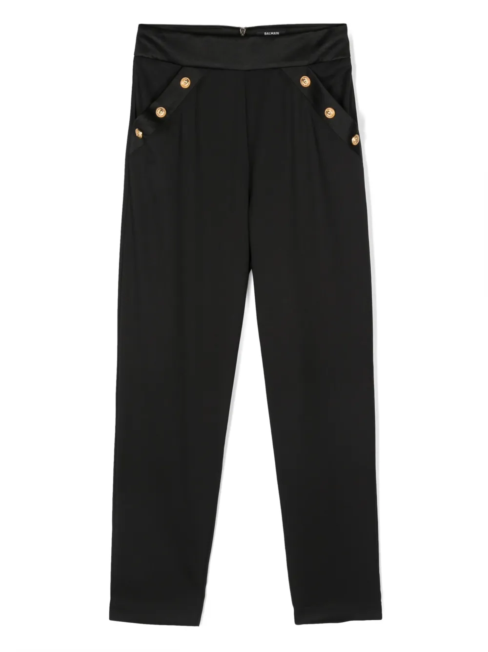 

Зауженные брюки из вирджинской шерсти Balmain Kids, черный