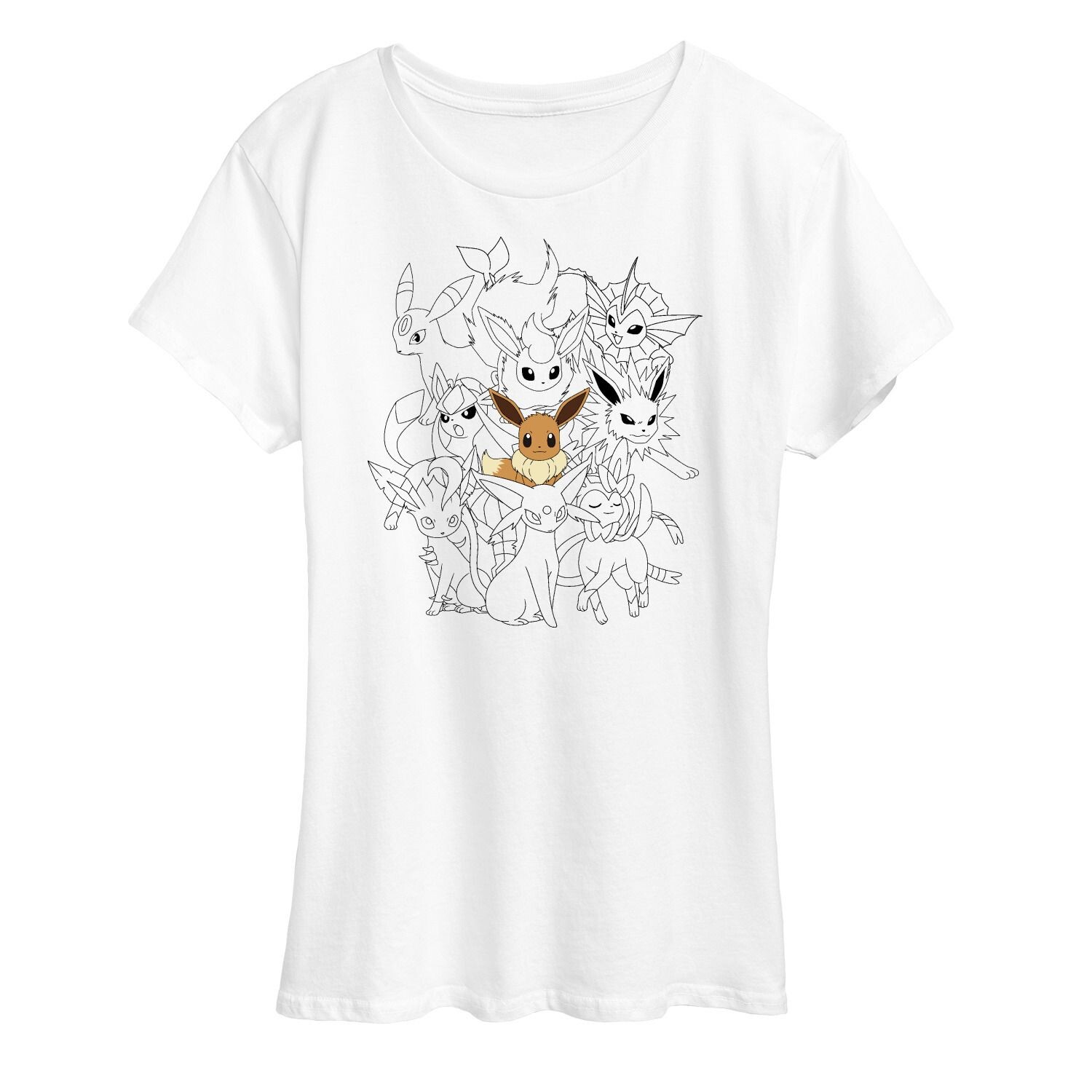 

Женская футболка с рисунком Pokemon Eevee Group Licensed Character, белый
