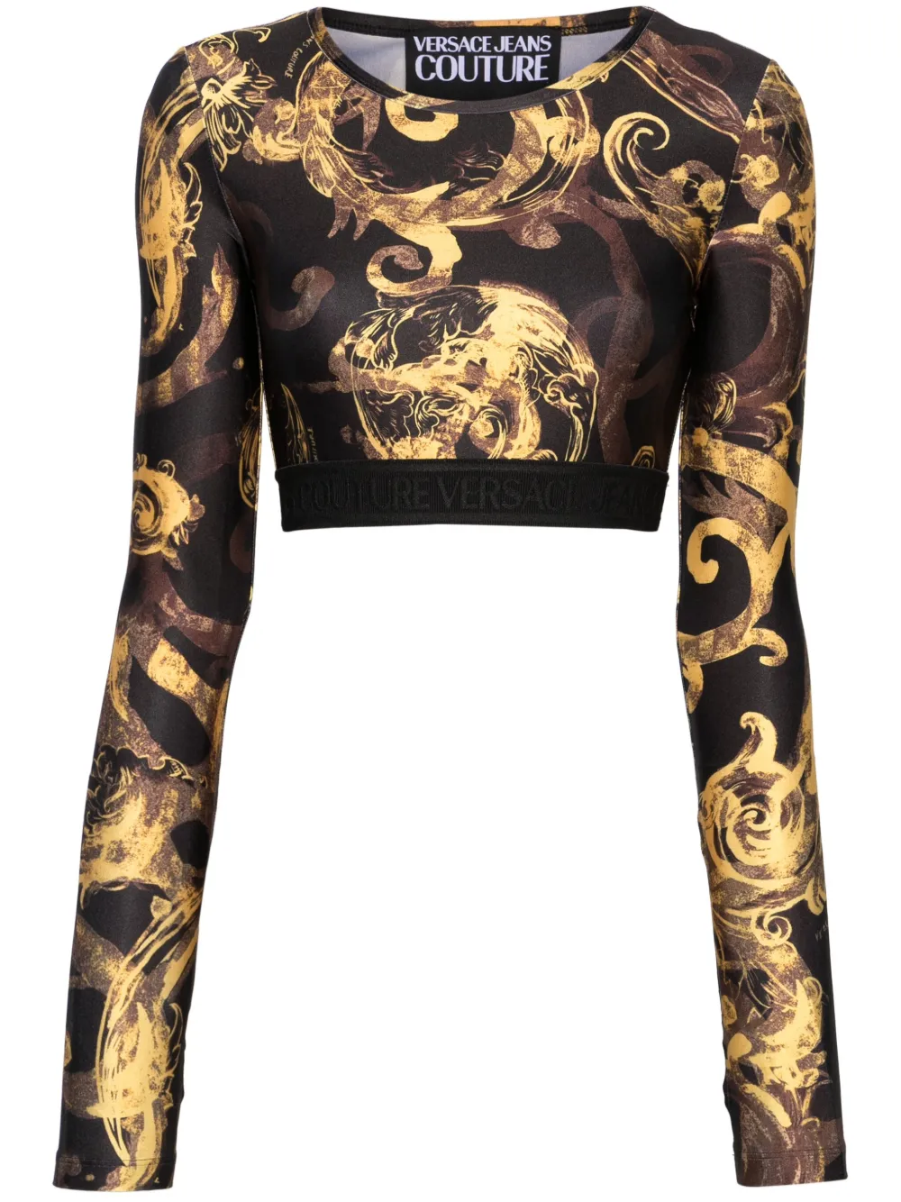 

Укороченный топ с принтом Versace Jeans Couture, черный