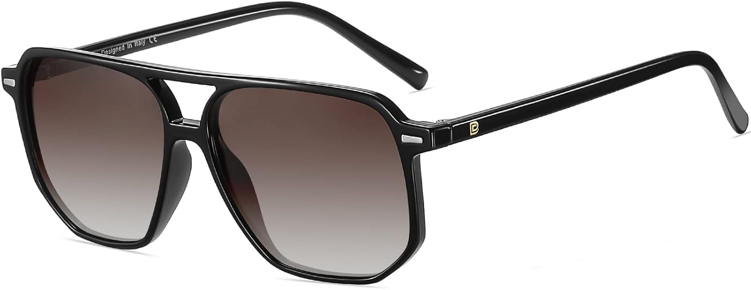 

Солнцезащитные очки-авиаторы DUCO в стиле ретро-винтаж, квадратные, поляризованные, для женщин и мужчин, с двойной перемычкой, модель DC3001, Black Frame Gradient Brown Lens