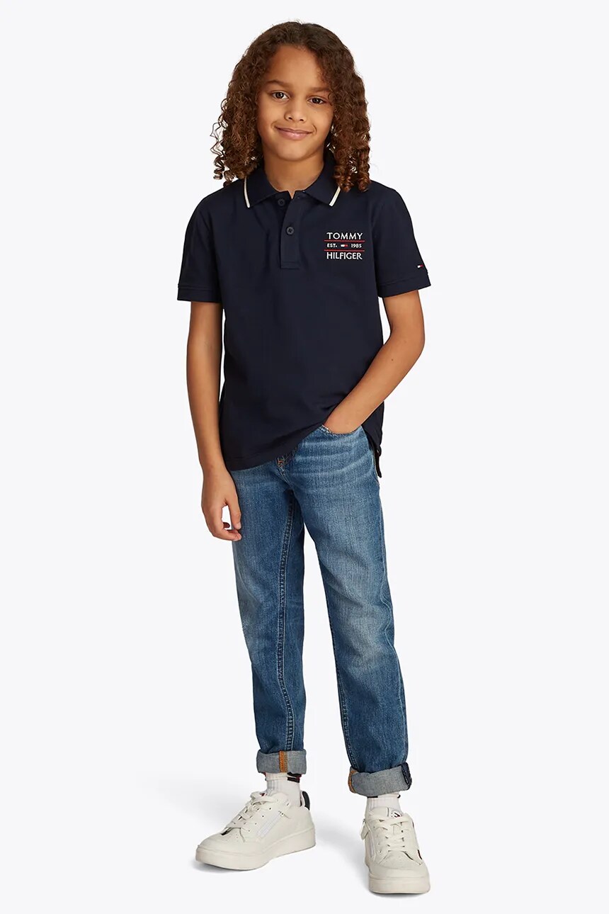 

Хлопковые поло дети Tommy Hilfiger, темно-синий