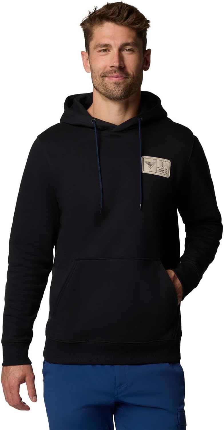 

Толстовка Columbia mens Pfg Castback Hoodie, Black/Pfg Woven Patch Fotw Hooks