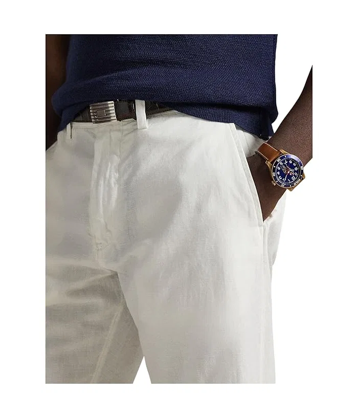 Брюки льняные Bedford Classic Fit Polo Ralph Lauren, White — фото 4