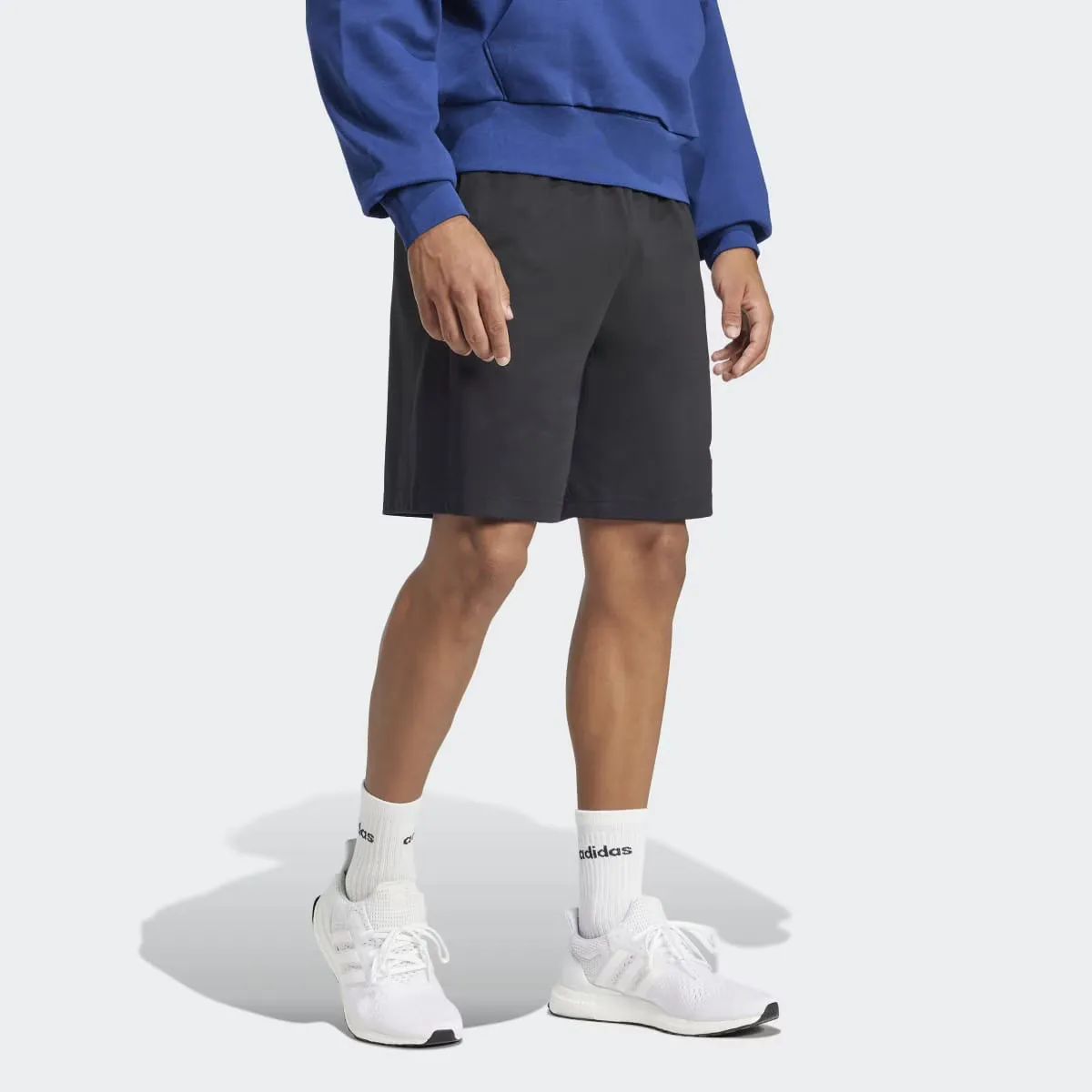 Мужские Essentials Большой Логотип Одинарный Джерси Шорты Adidas, чёрный — фото 4