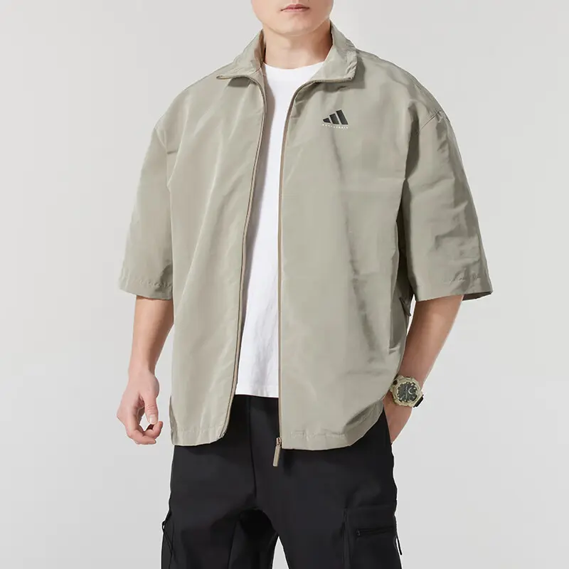Adidas With AdiClub Adidas Basketball Full Zip Shooting Shirt Gender Neutral, Khaki — фото 3