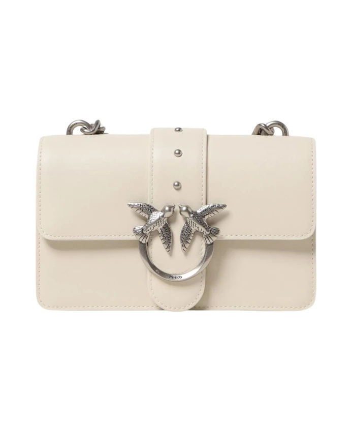 

Кожаная сумка через плечо «Любовные птицы» Pinko, белый
