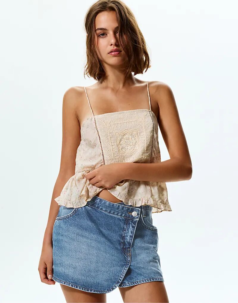 

Джинсовая мини-юбка Pull&Bear Denim средне-синего цвета