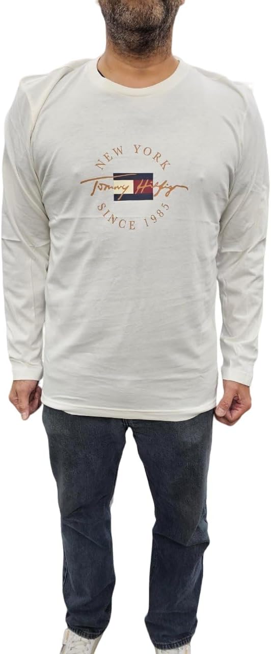 

Мужская рубашка Tommy Hilfiger с длинным рукавом и круглым вырезом, Ecru