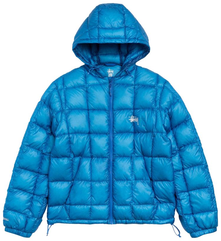 

Пуховик Stussy средней плотности с капюшоном, синий