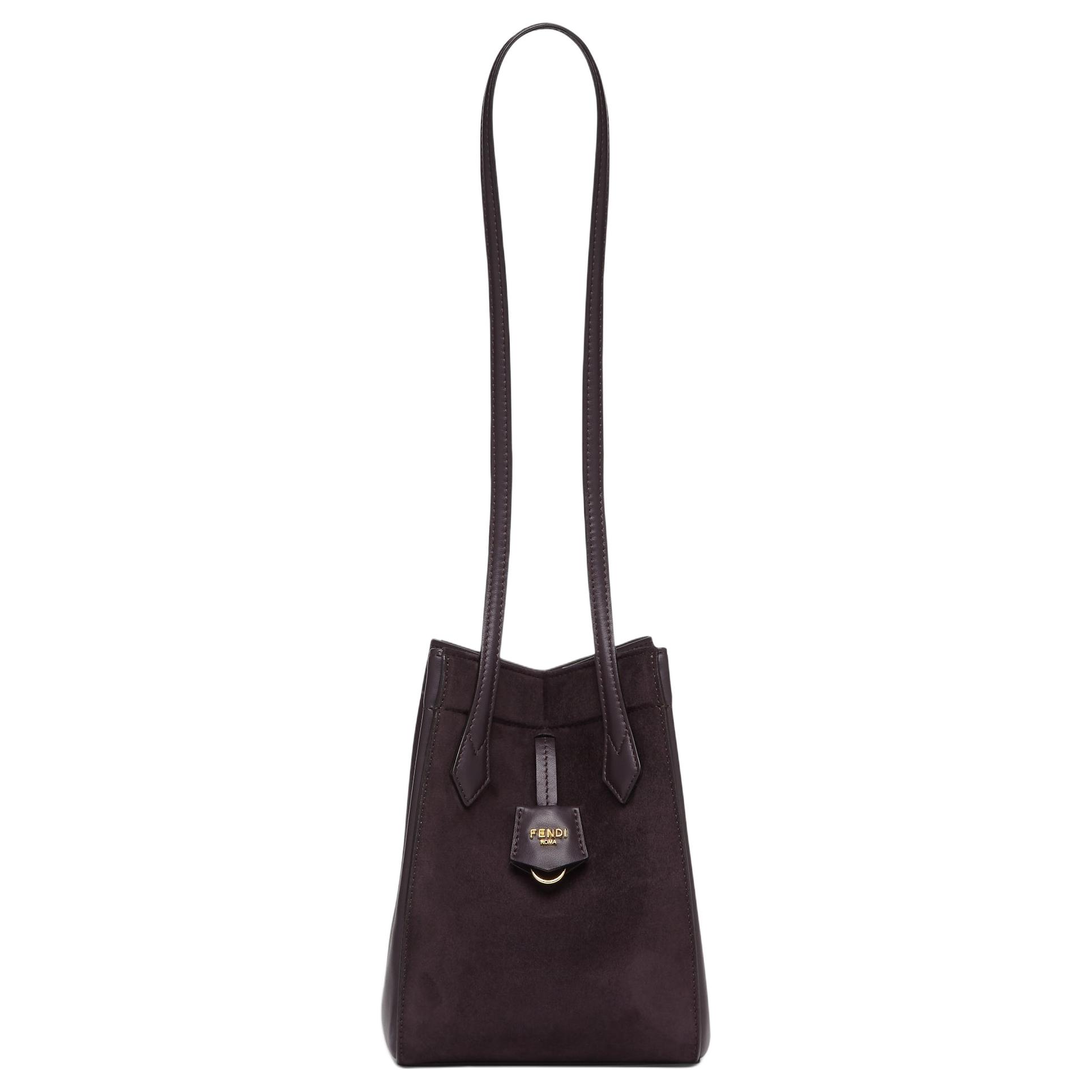 

FENDI Сумка-ведро из замши и коровьей кожи, ручная сумка, сумка через плечо, мини, женская, фиолетовая