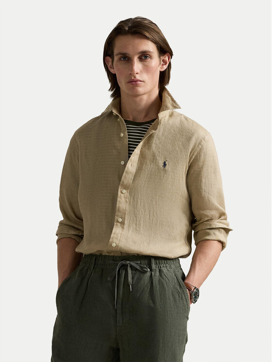 

Рубашка облегающего кроя 710968915003 Polo Ralph Lauren, бежевый