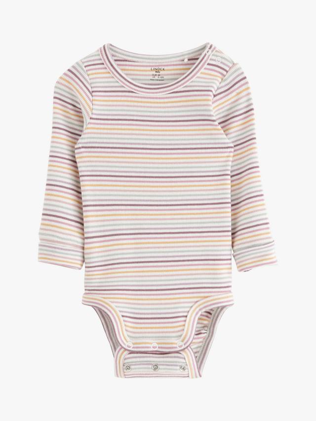 

Детское боди в полоску с длинным рукавом Lindex, цвет Light Dusty Lilac
