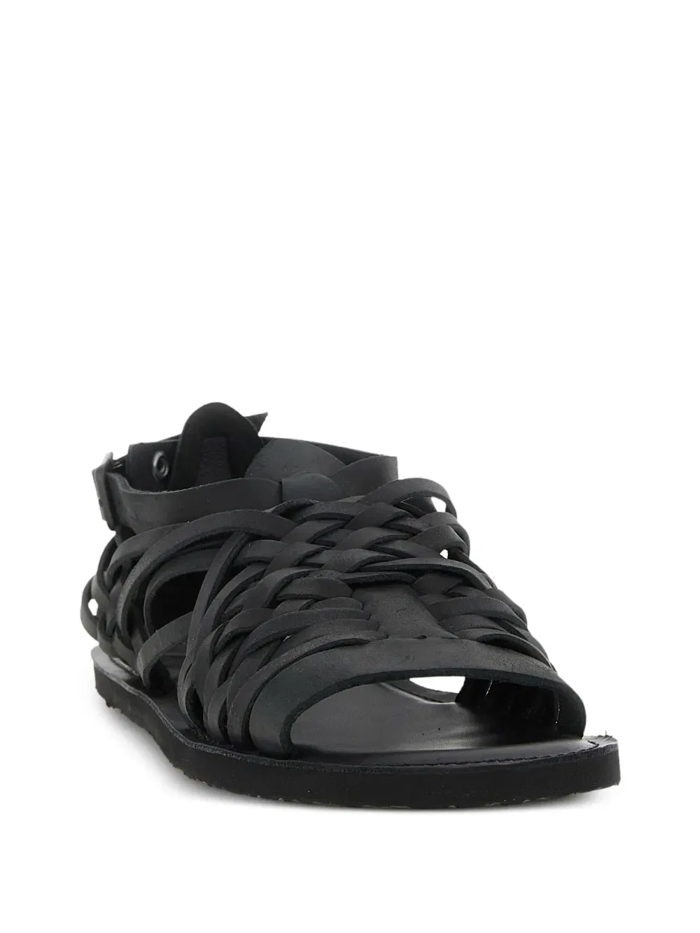 Плетеные кожаные сандалии Yohji Yamamoto, черный — фото 2