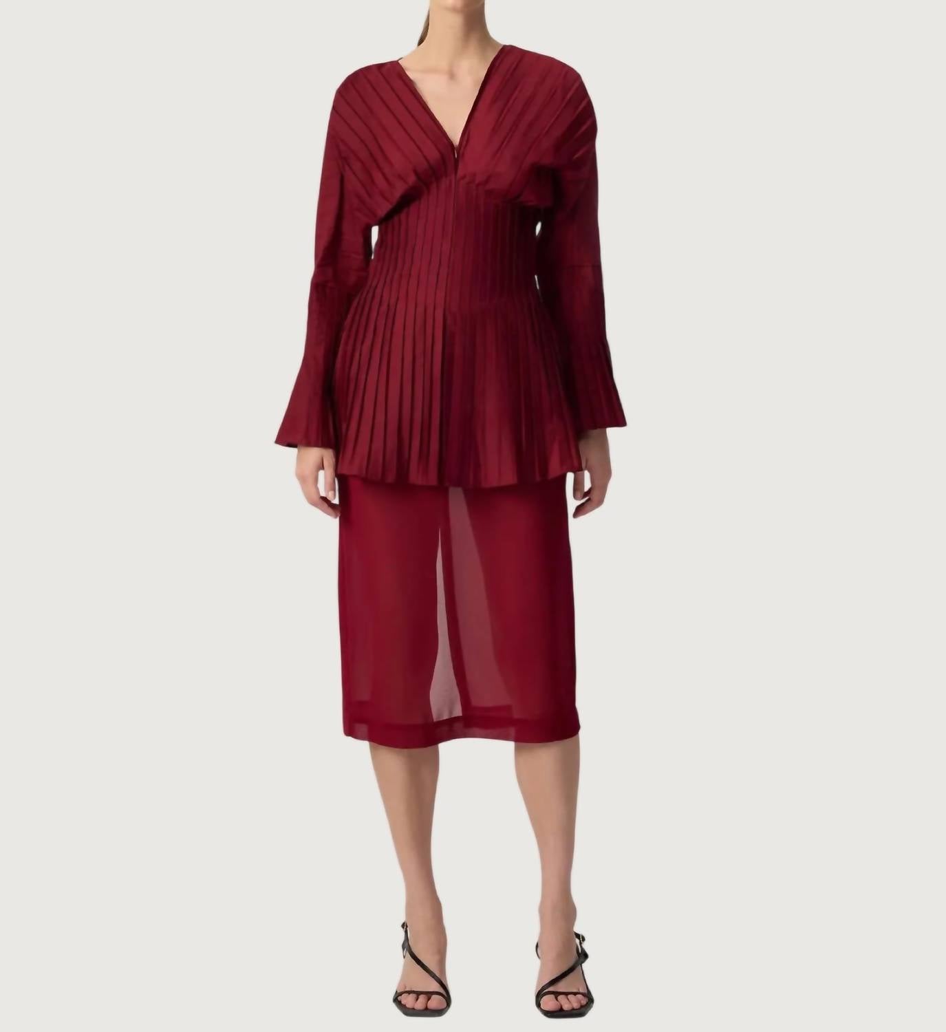 

Touche Prive Плиссированная туника "Рейчел" красного цвета
