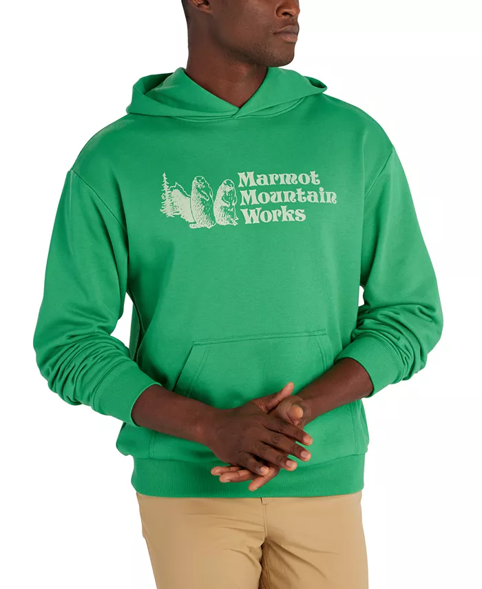 

Мужская флисовая толстовка с принтом Mountain Works Marmot, зеленый