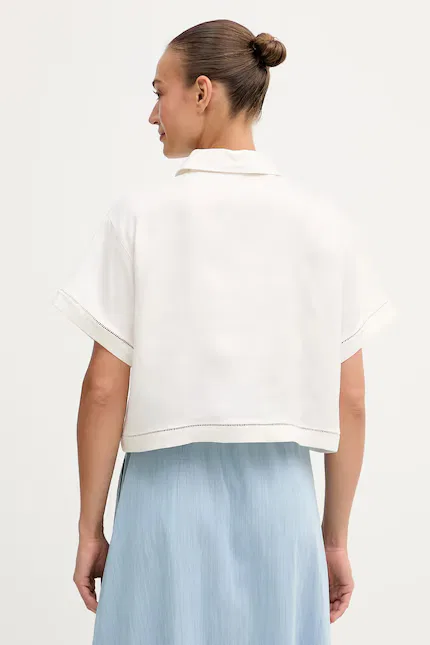 Поло Lacoste женское бежевое из лиоцелла — фото 3