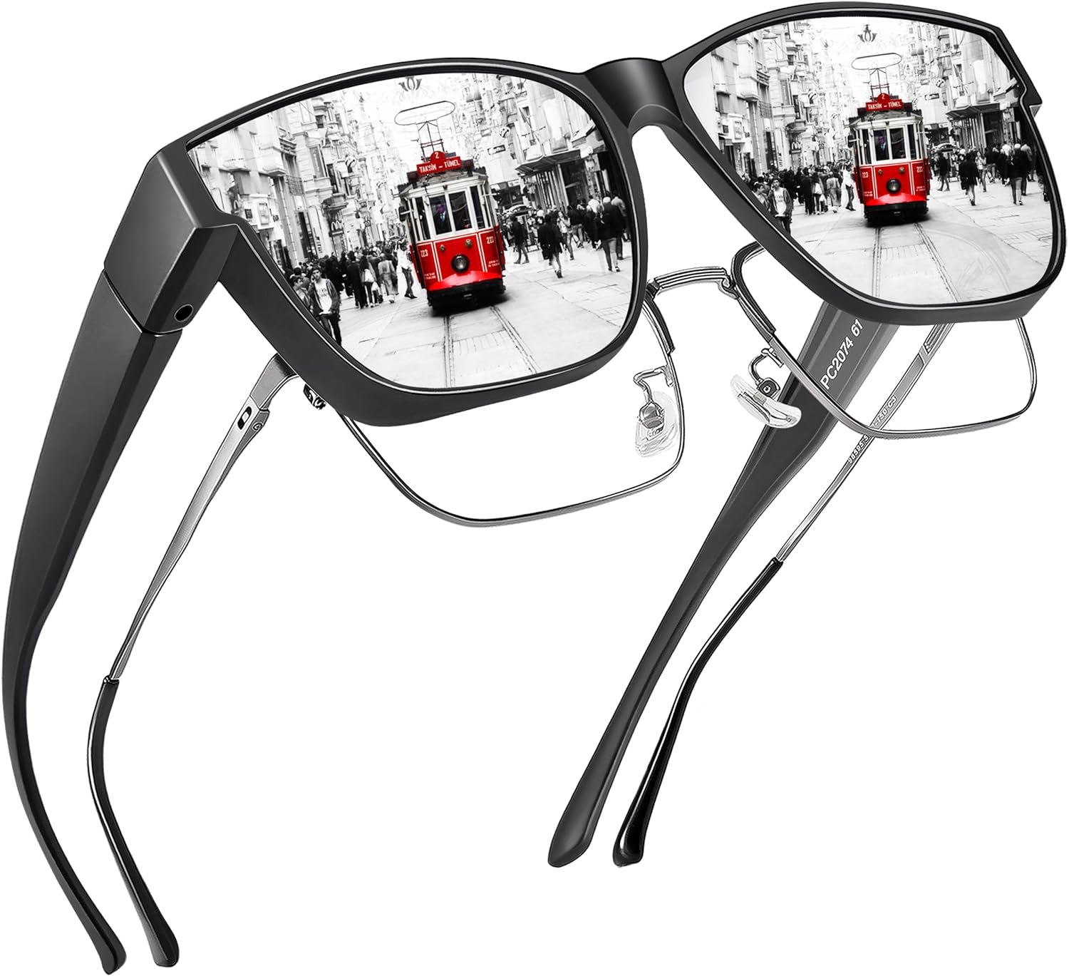 

Поляризованные солнцезащитные очки, надеваемые поверх обычных очков, для женщин и мужчин, большие квадратные летние очки с защитой от УФ-излучения UV400 Peekaco, A15 Matte Black Frame/Silver Mirrored Lens