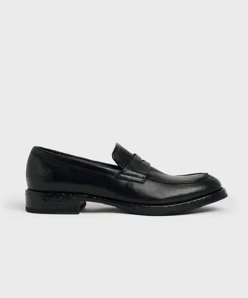 Мужские лоферы из натуральной кожи с U-образным мыском LOSTGARDEN UNIFORM Faded Black