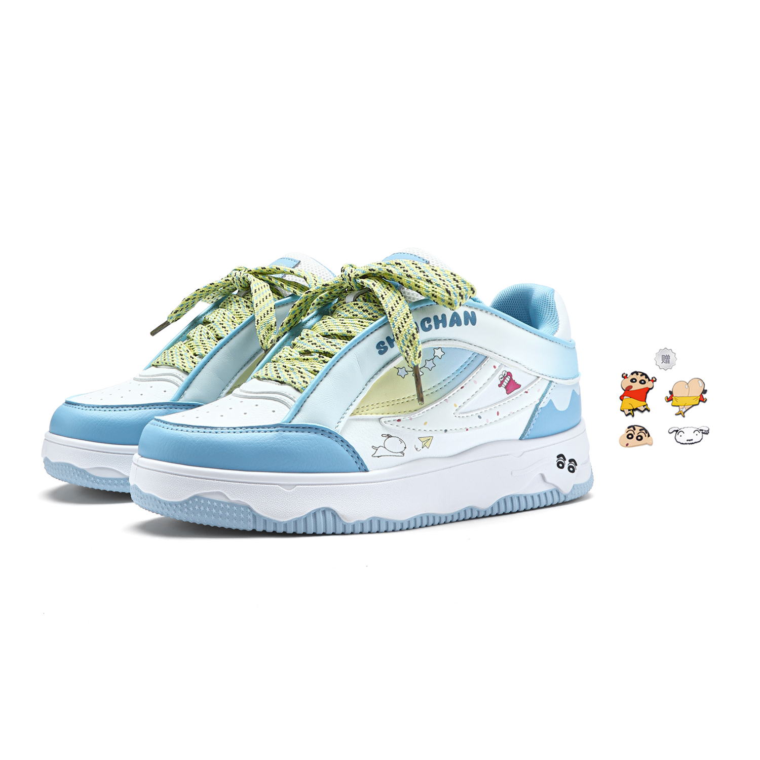 

Crayon Shinchan Низкие скейтерские кроссовки унисекс Cloud Blue с двумя случайными литыми подвесками, цвет Cloud Blue+2 Random Drip-Molded Charms