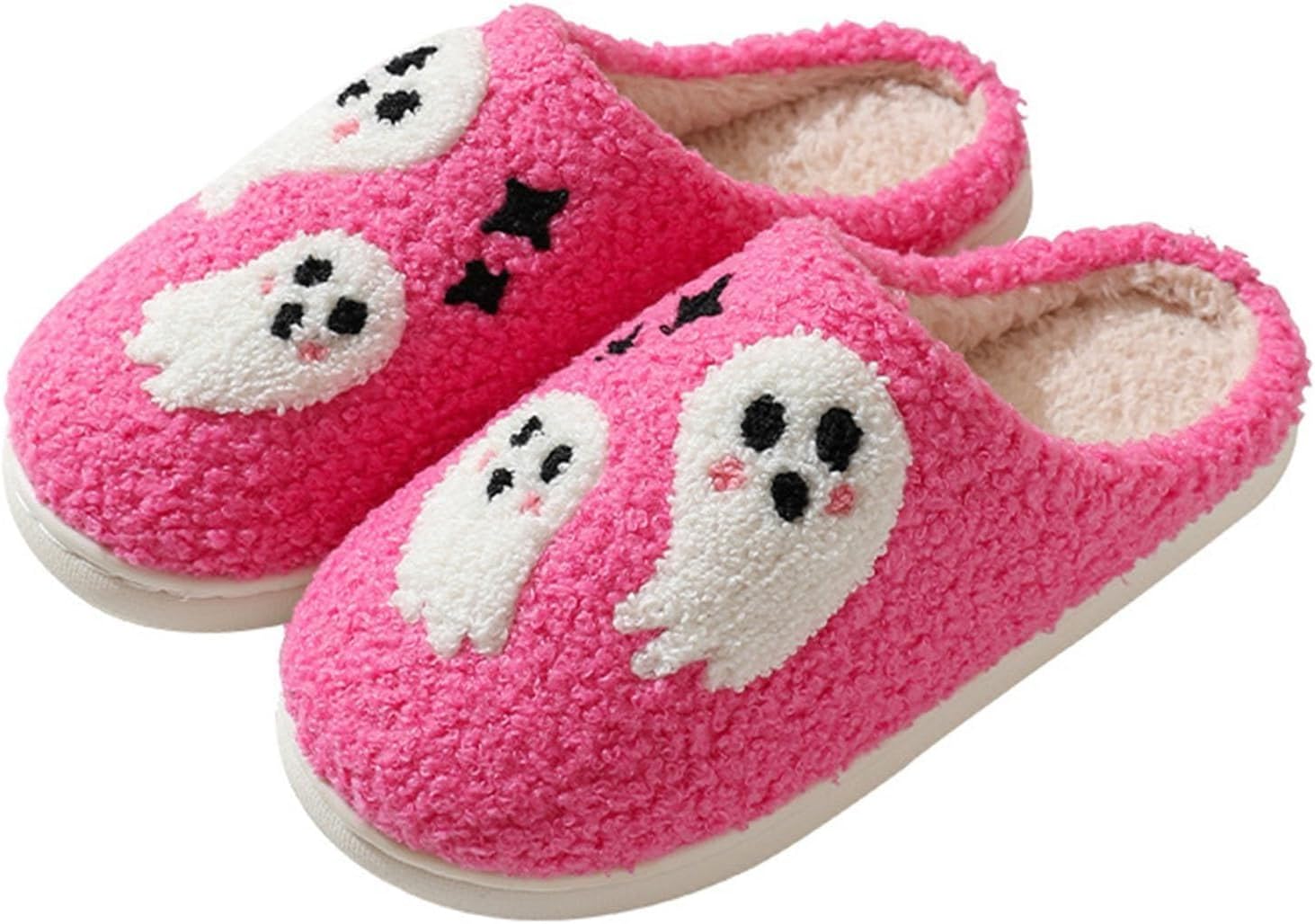 

Домашние тапочки на Хэллоуин для женщин и мужчин, мягкие плюшевые, жуткие, теплые, с изображением привидений, милые, с мультяшным рисунком, уютные, зимние, праздничные, без шнурков, для дома и улицы Toumov, A-a3