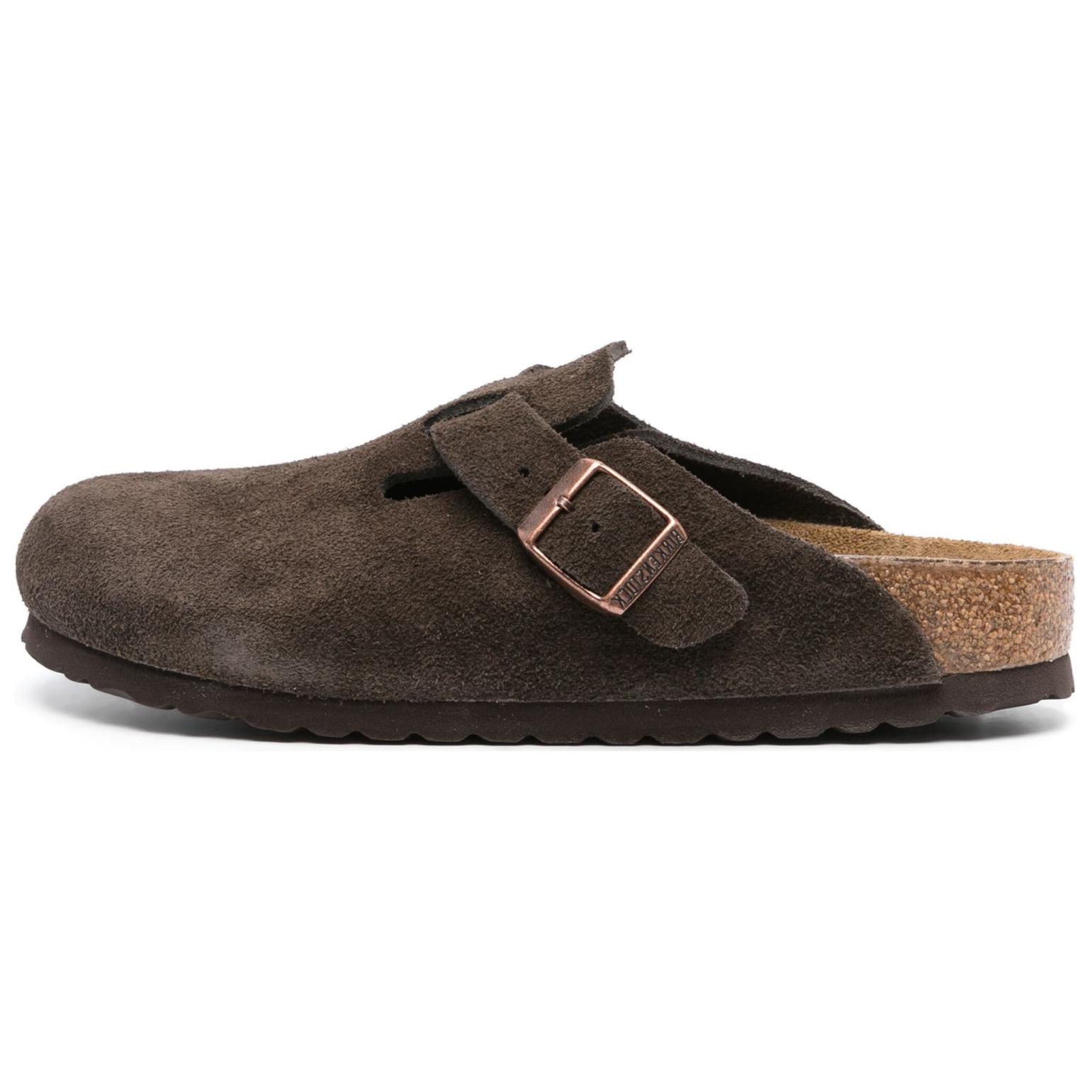 Бостонские замшевые тапочки Birkenstock, Умбра