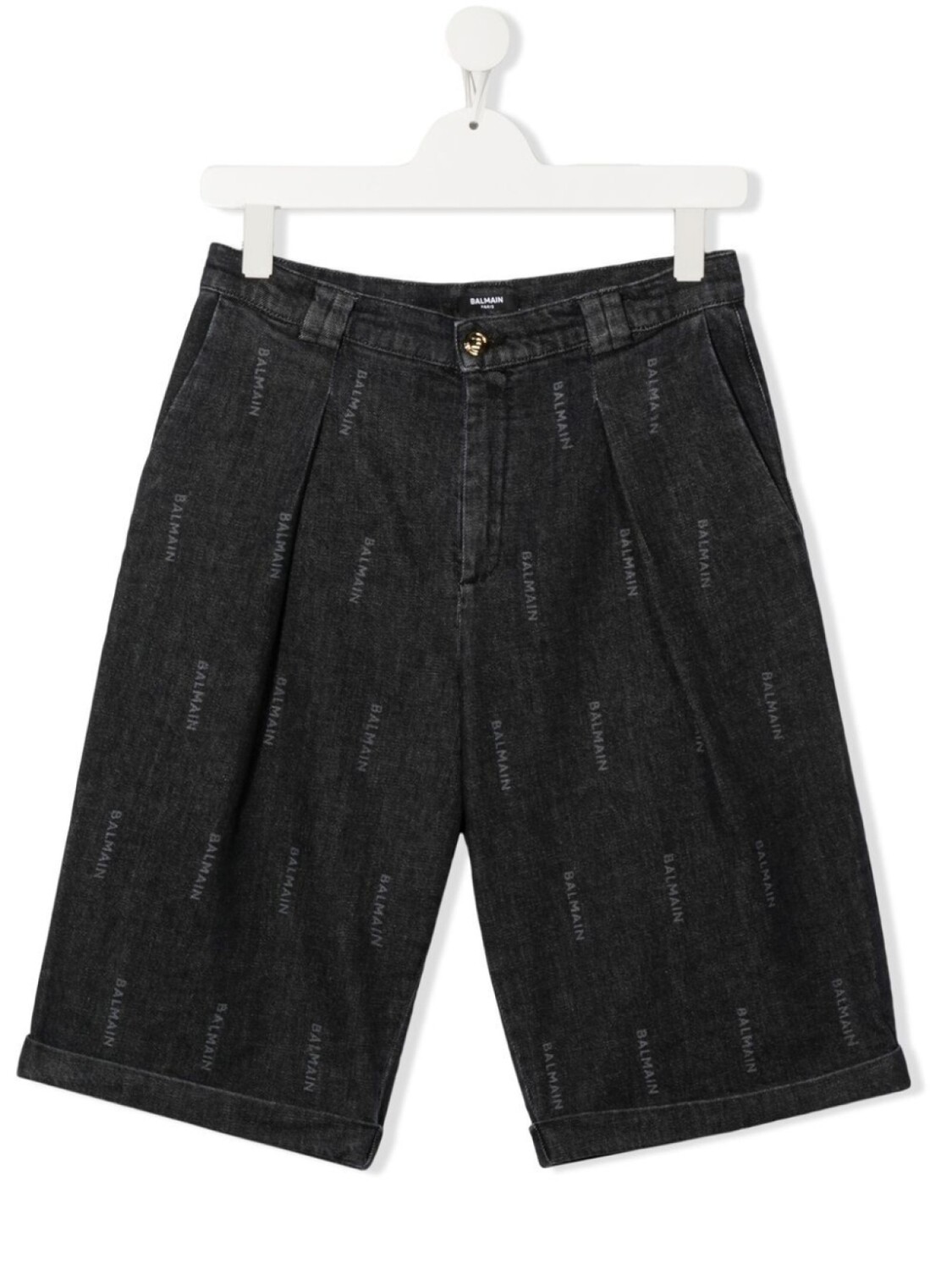 

Balmain Kids джинсовые шорты с логотипом, черный