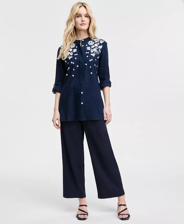 

Женский комплект: туника с цветочным принтом и брюки клеш Tommy Hilfiger, белый