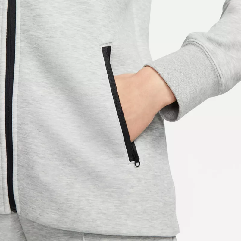 Женская худи Nike Sportswear Tech Fleece Windrunner с молнией во всю длину, цвет Dk Heather Grey — фото 3