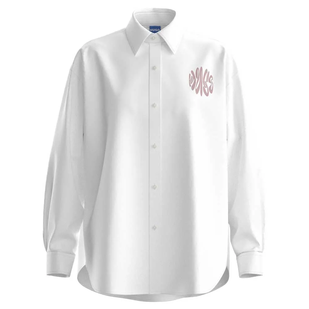 

HUGO Elisana 10266893 Синяя рубашка, белый