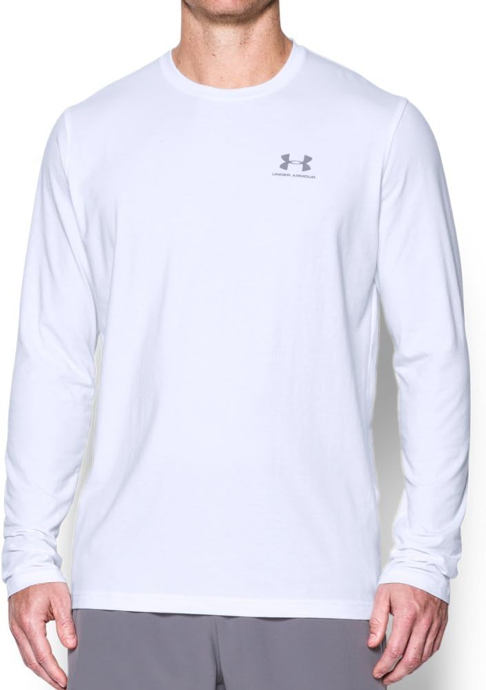 

Under Armour мужская футболка с длинным рукавом и карманом на груди, White (100)/Steel