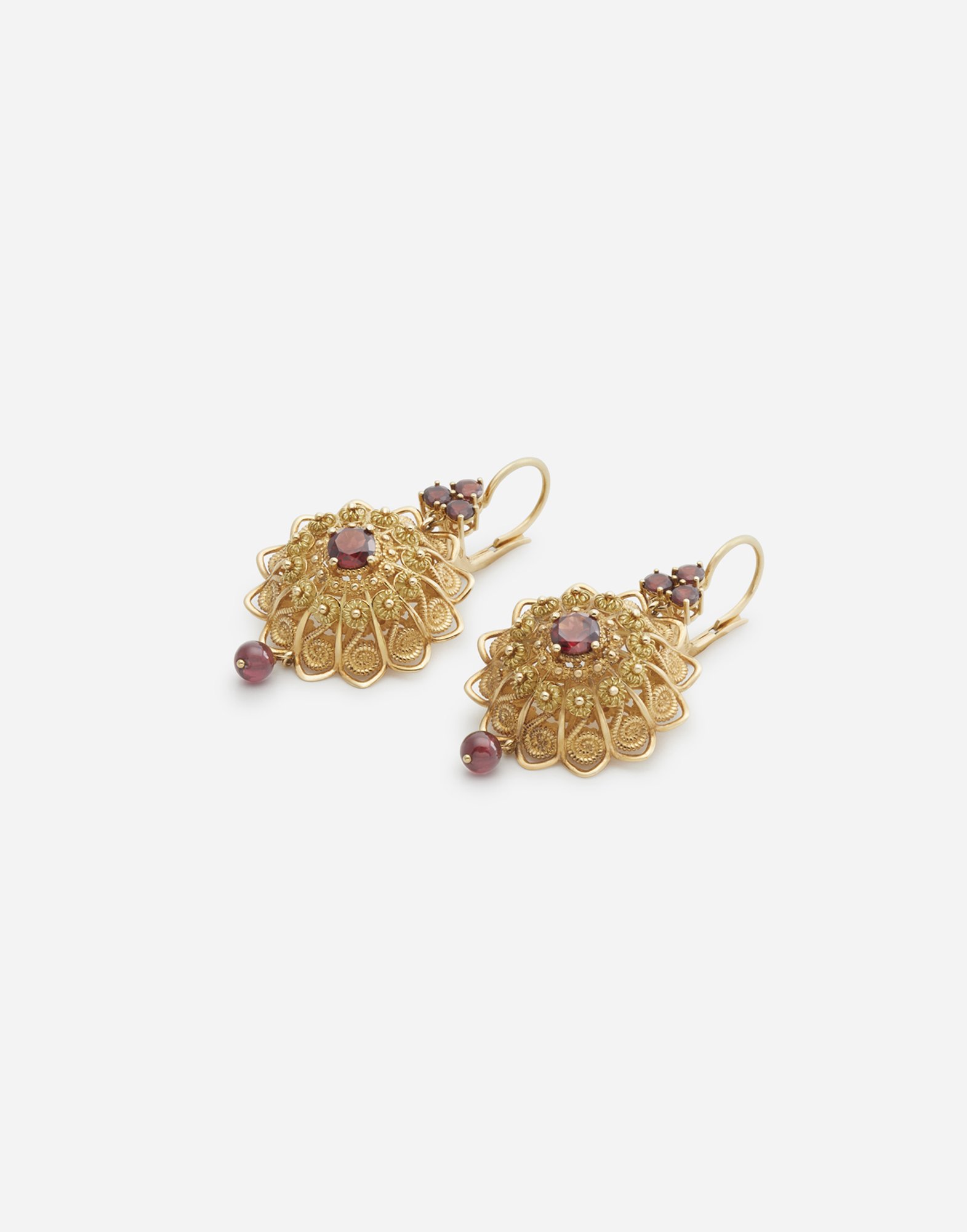Серьги-филигрань из желтого золота 750 пробы с родолитовыми гранатами Dolce & Gabbana, золото — фото 2