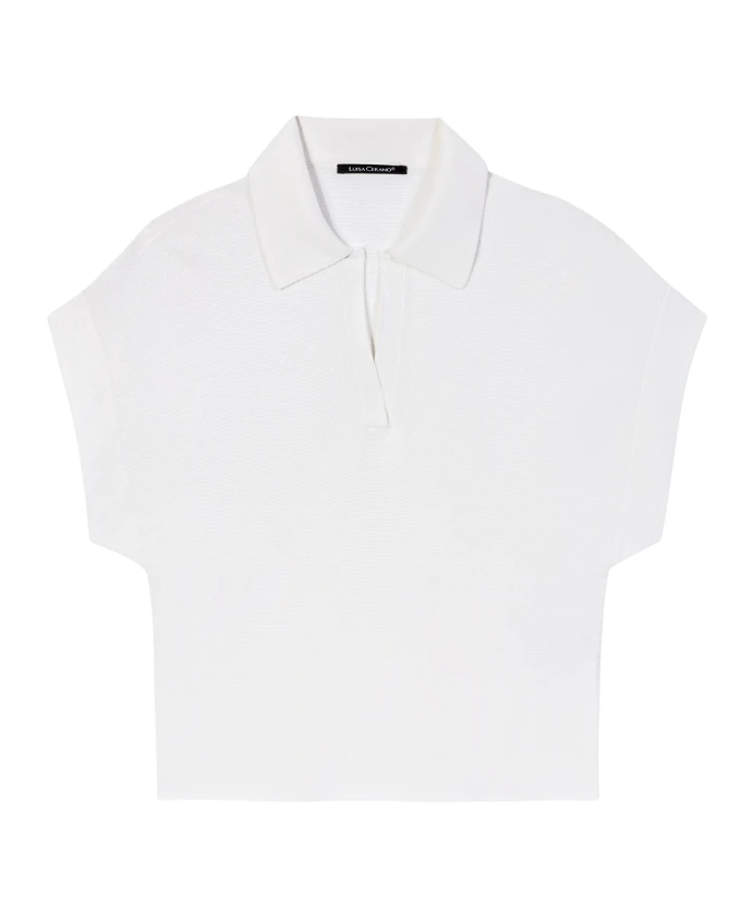 

Вязаный поло с короткими рукавами Luisa Cerano, белый