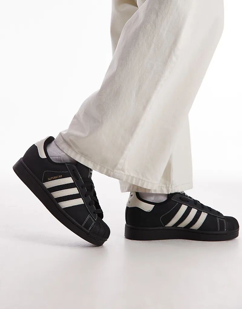 Кроссовки Adidas Originals Superstar II из черного нубука — фото 3