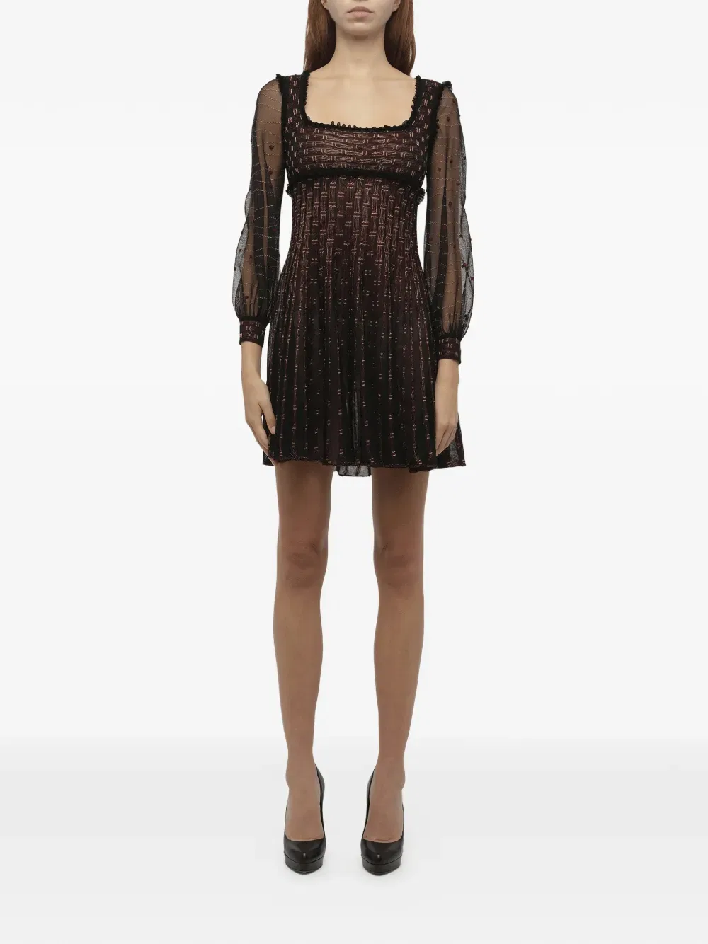 Мини-Платье с вышитым кружевом Alexander Mcqueen, черный